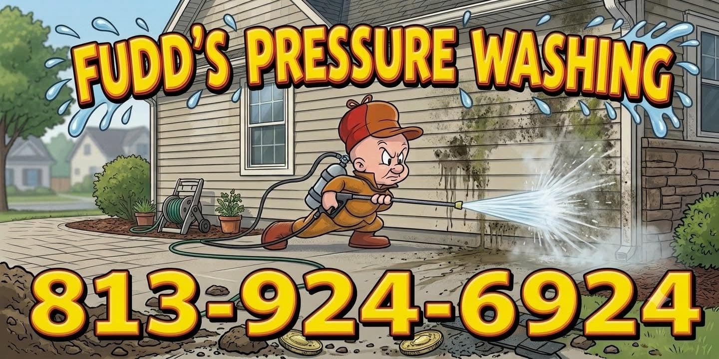 Fudd's Pressure Washing cleaning a home exterior